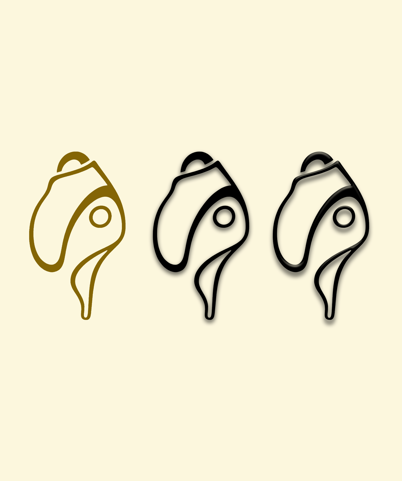 A single Ekam Lipi sigil rendered in gold, black, and ink outline states